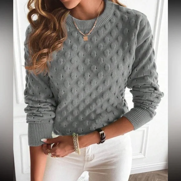 Luxe popcorn knit sweater top - Picture 8 of 16